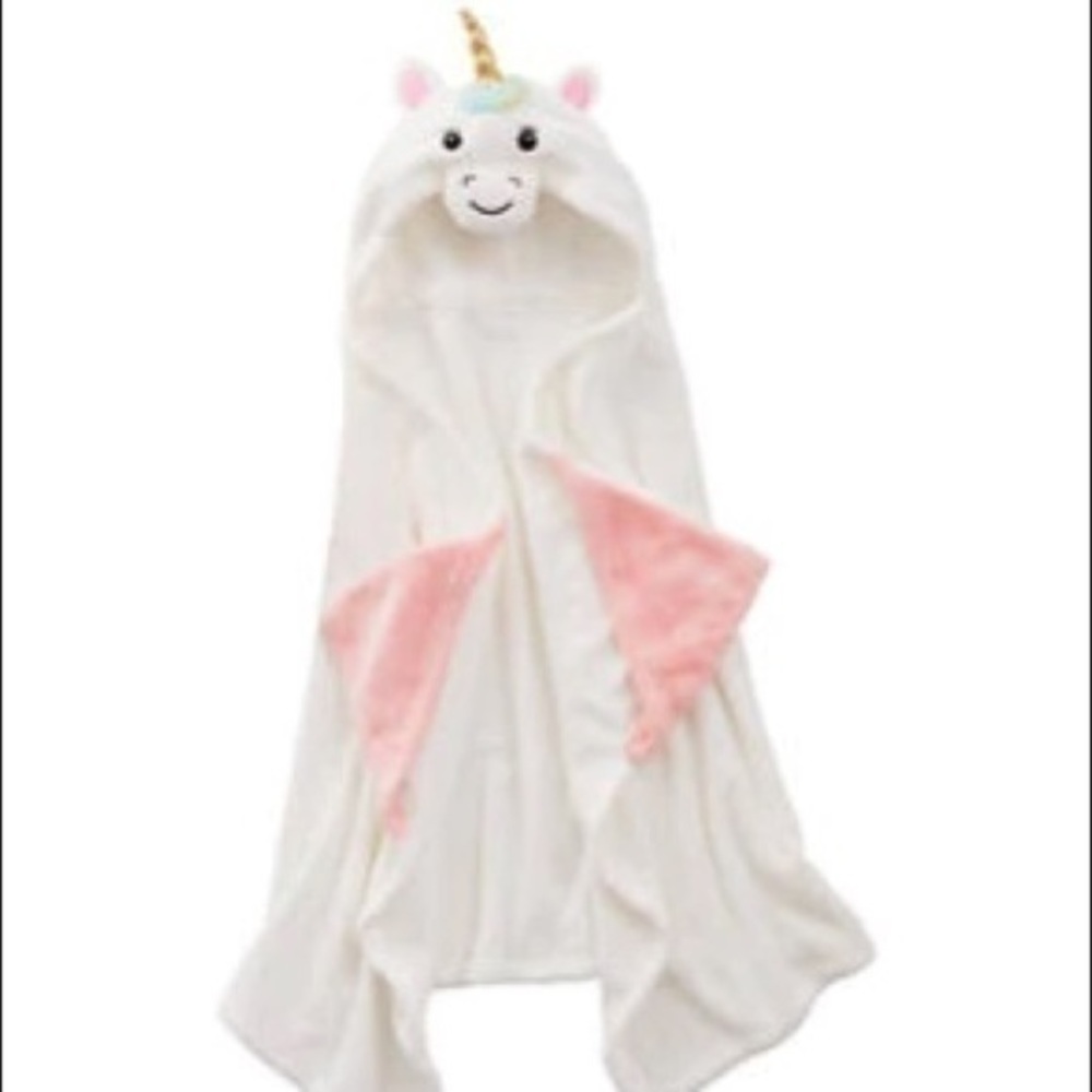 LIGHTNING BUG kids plush unicorn hooded throw